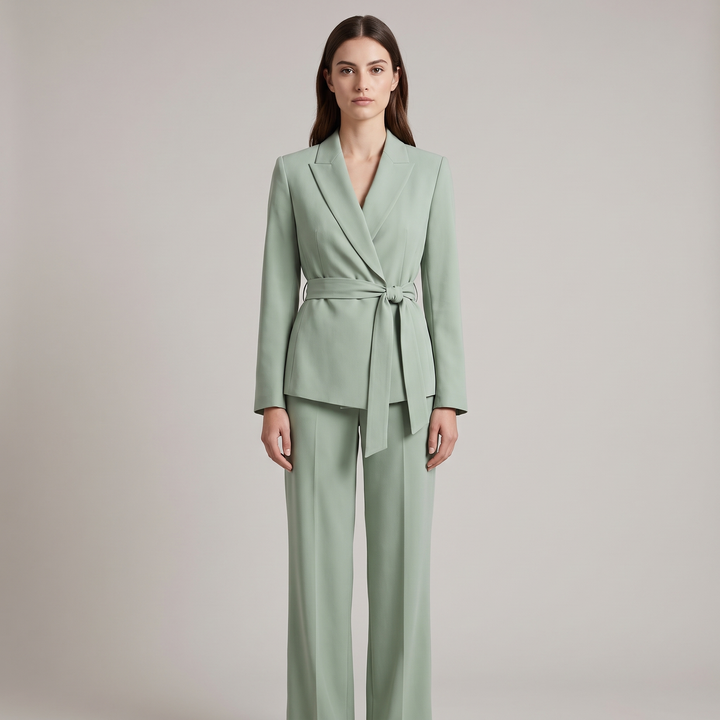 Tailleur Donna Suit con Blazer a Fiocco e Pantalone Palazzo