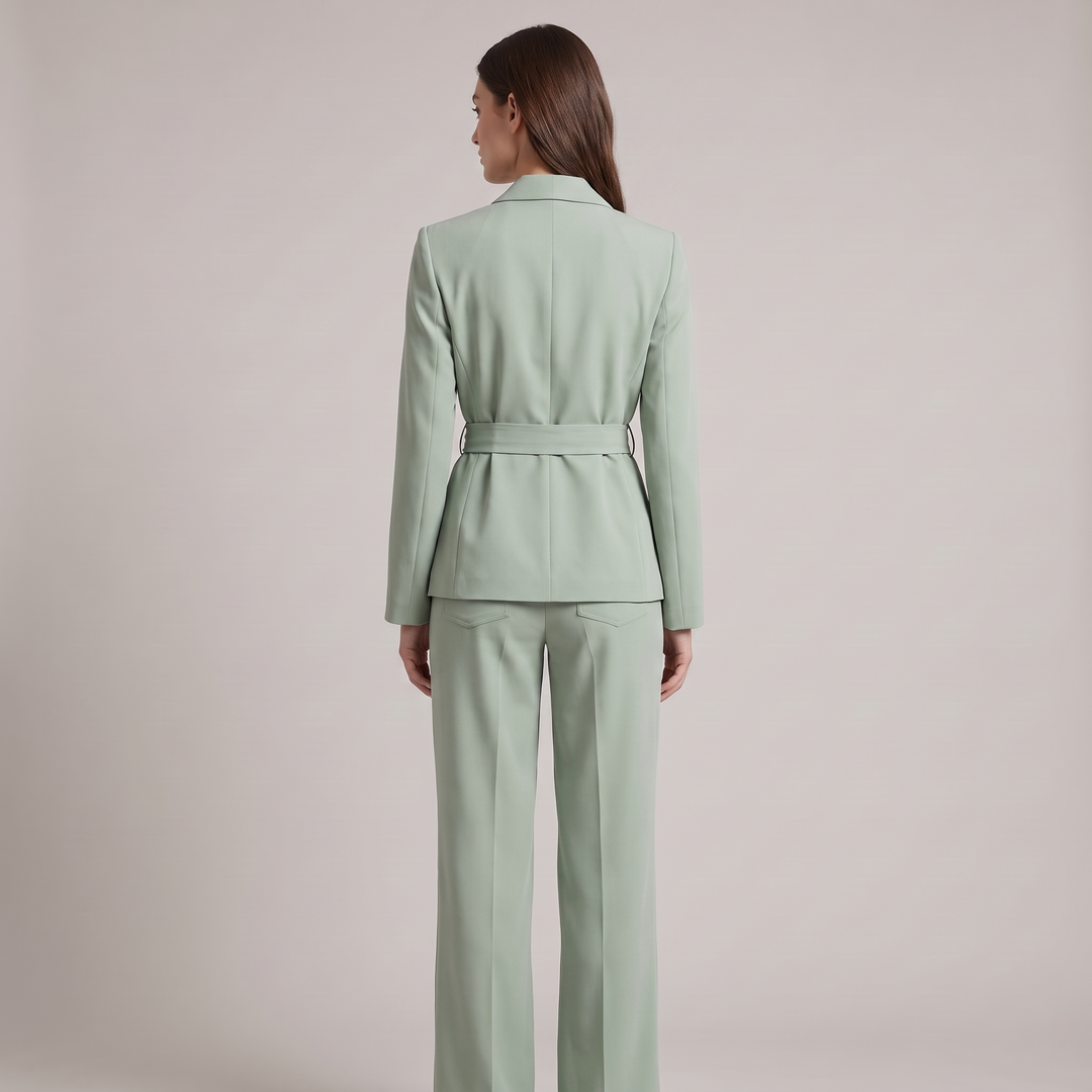 Tailleur Donna Suit con Blazer a Fiocco e Pantalone Palazzo