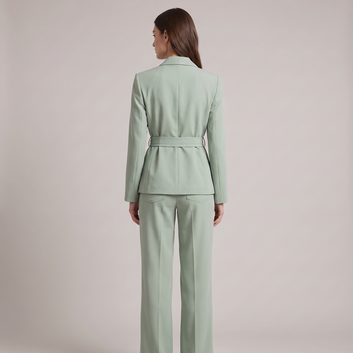 Tailleur Donna Suit con Blazer a Fiocco e Pantalone Palazzo