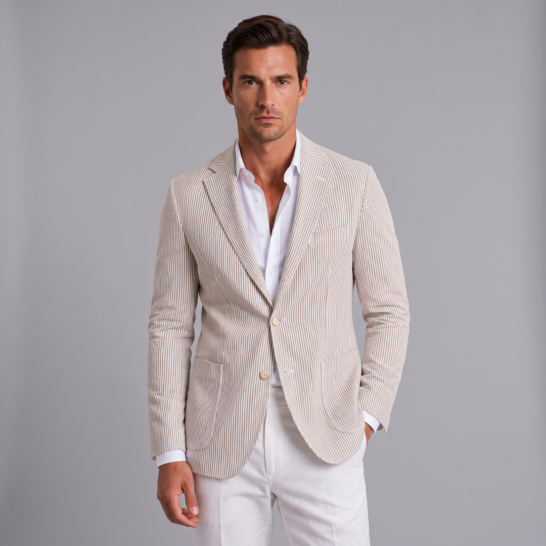 Blazer Uomo Righe Seersucker con Revers Classico