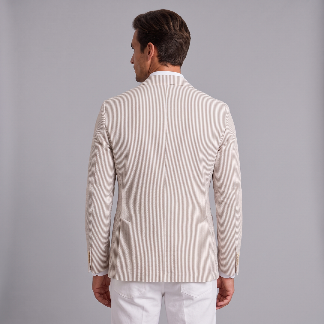 Blazer Uomo Righe Seersucker con Revers Classico