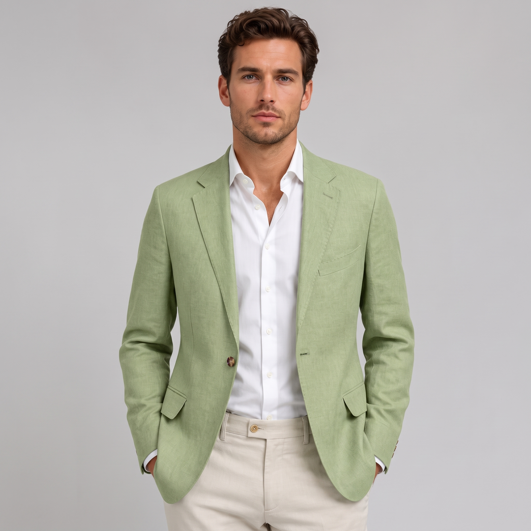 Blazer Uomo in Lino Monopetto con Revers Classico