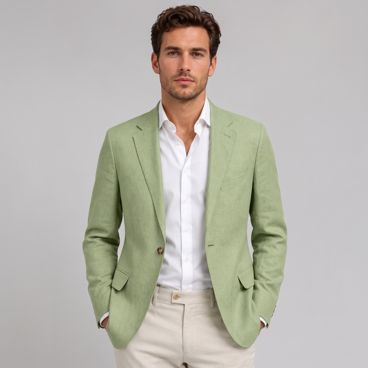 Blazer Uomo in Lino Monopetto con Revers Classico
