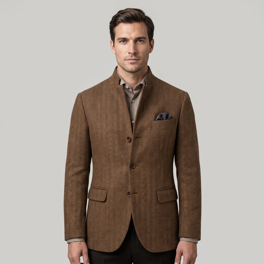 Blazer Uomo in Lana Tweed Slim Fit Monopetto