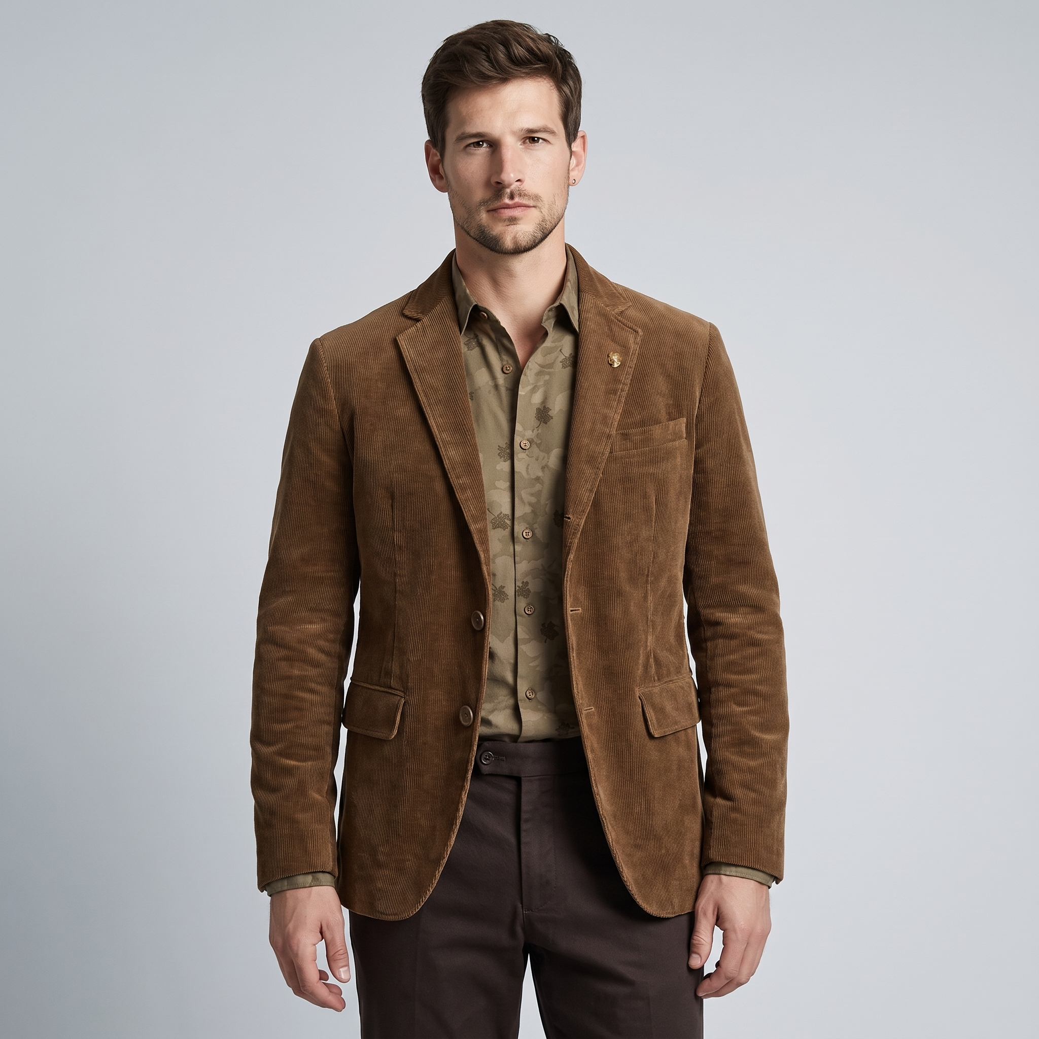 Blazer Uomo in Velluto a Coste con Toppe ai Gomiti