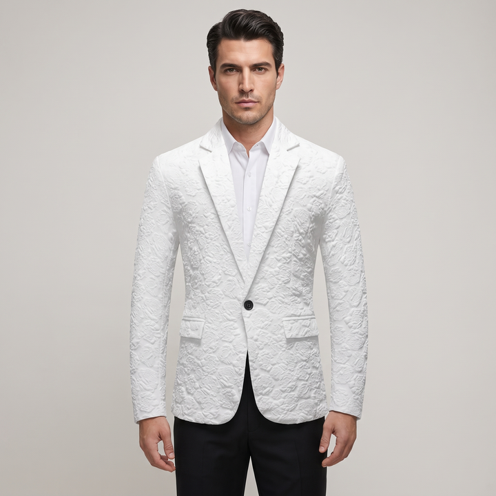Blazer Uomo Slim Fit con Motivo Rose in Rilievo