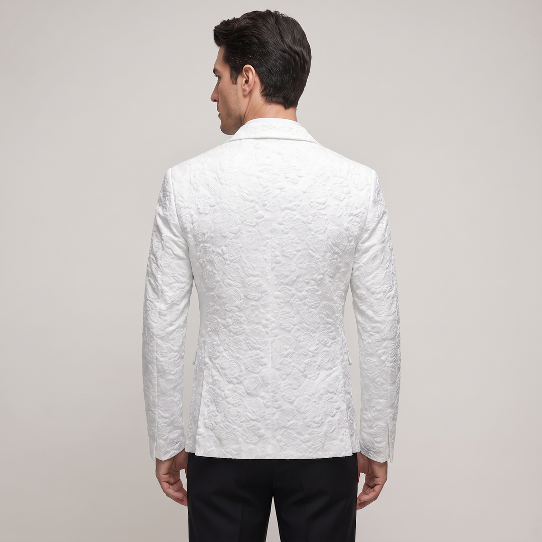 Blazer Uomo Slim Fit con Motivo Rose in Rilievo