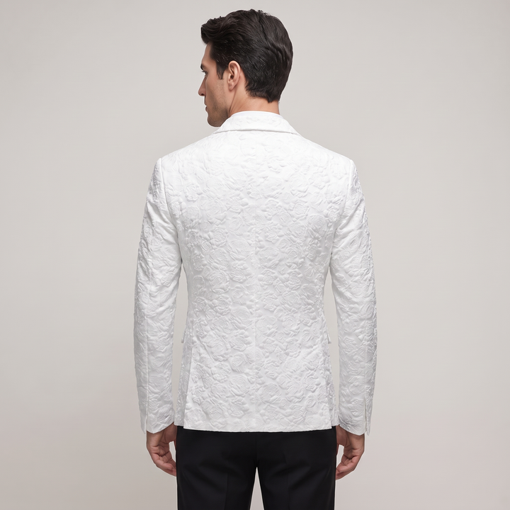 Blazer Uomo Slim Fit con Motivo Rose in Rilievo