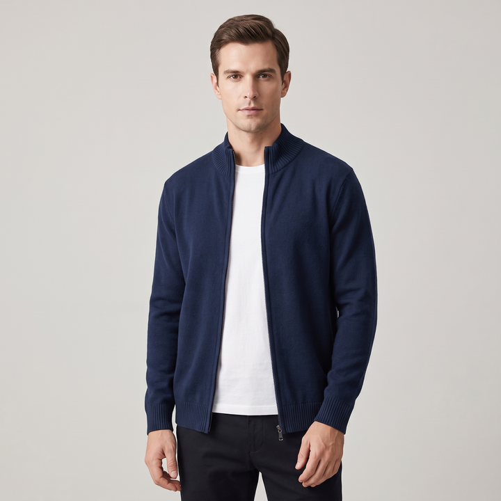 Cardigan Slim Fit Uomo in Cotone a Tinta Unita