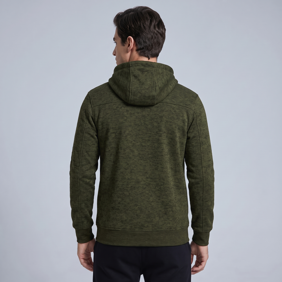 Cardigan con Cappuccio Jacquard Uomo Zip Intera