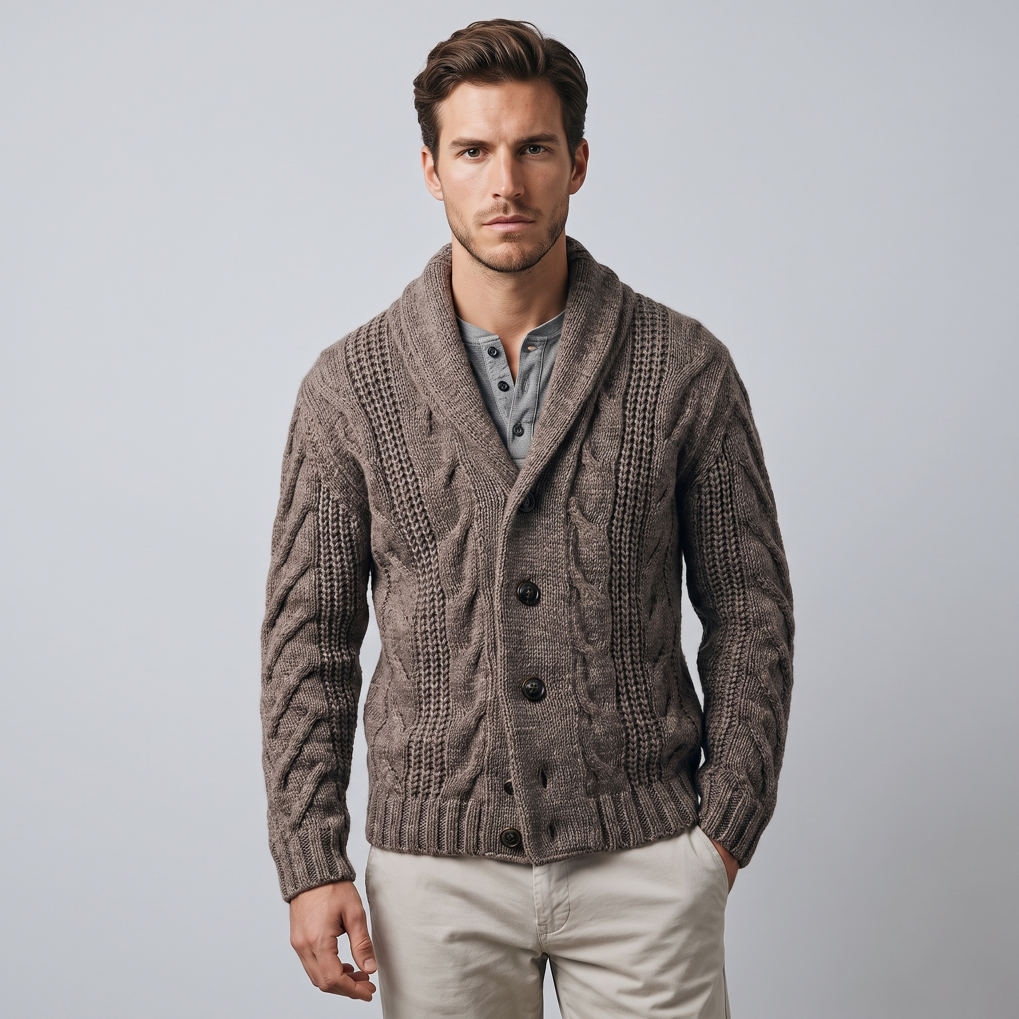 Cardigan in Maglia con Chiusura a Bottoni Autunnale