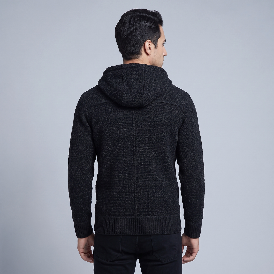 Cardigan Uomo con Cappuccio Foderato Zip Frontale