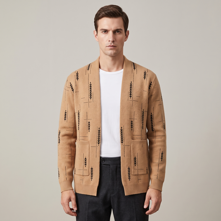 Cardigan Uomo con Stampa Heritage e Chiusura a Bottoni