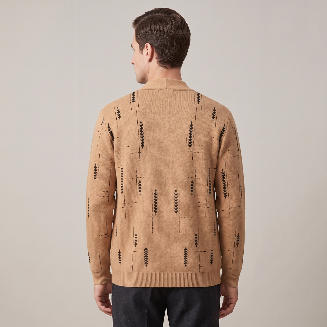 Cardigan Uomo con Stampa Heritage e Chiusura a Bottoni