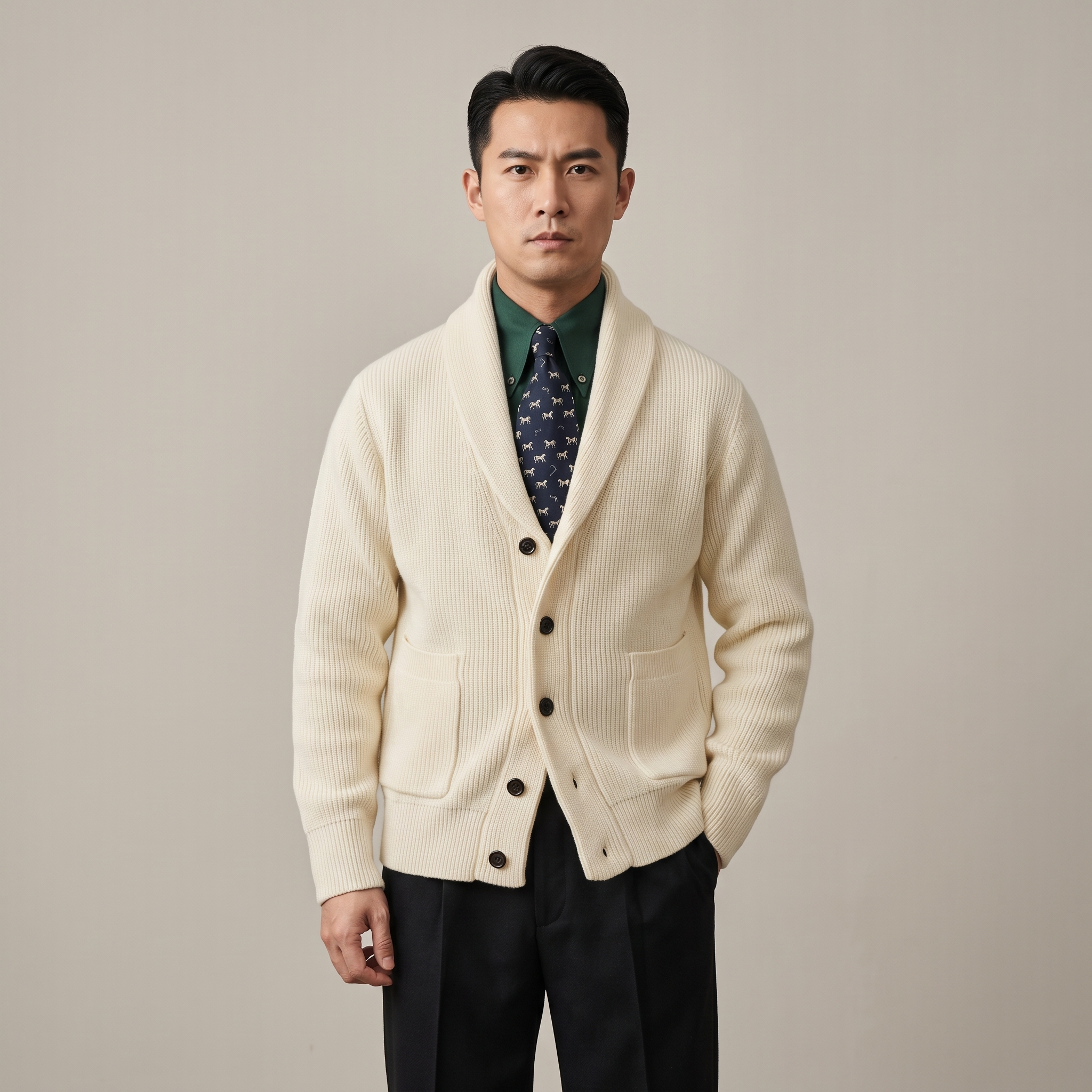 Cardigan Uomo Scollo a V Taglio Ampio Autunnale