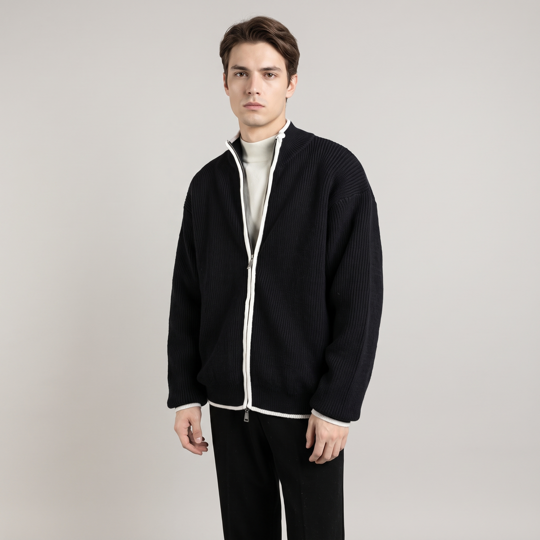 Cardigan Uomo Aperto Vestibilità Ampia Taglio Dritto