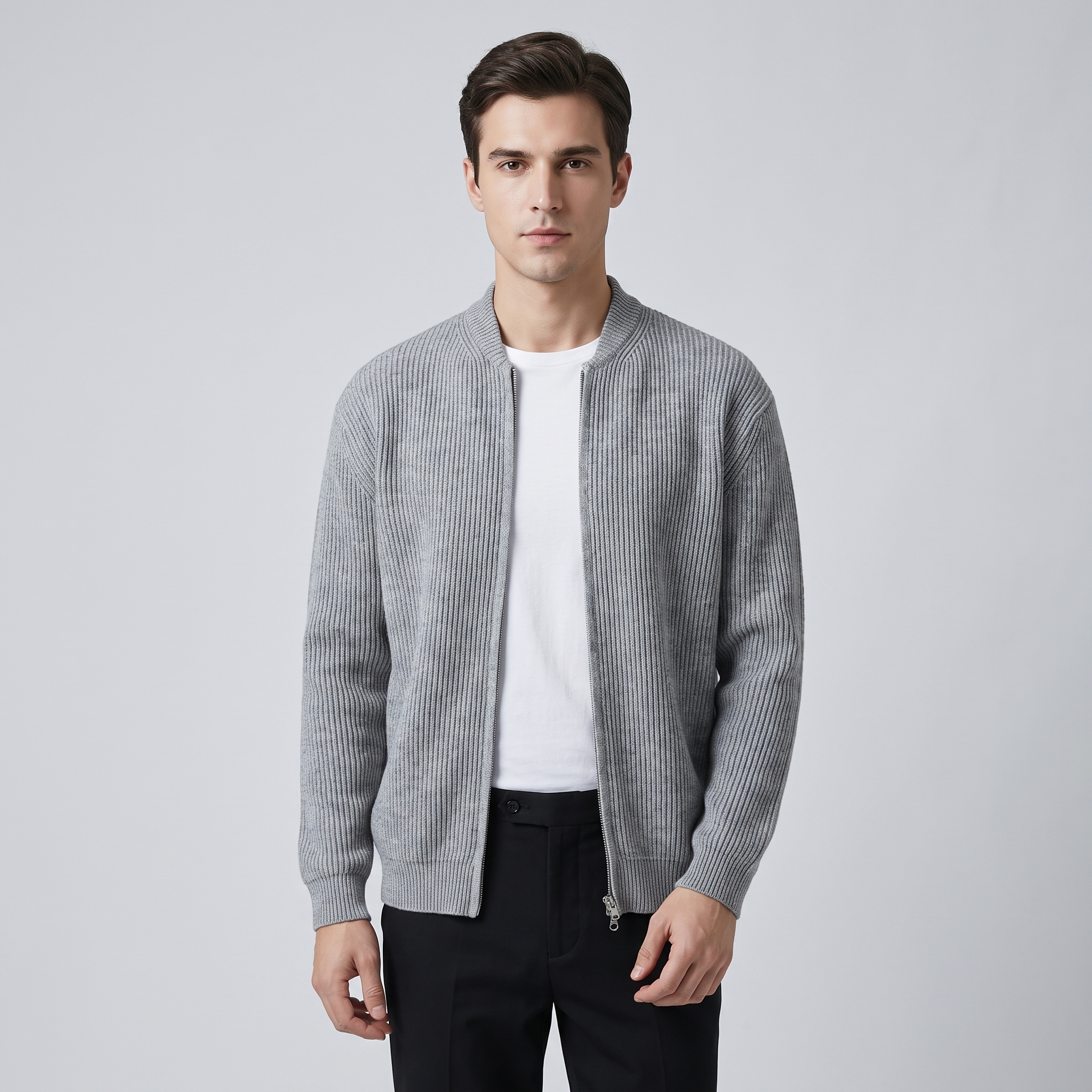 Cardigan Uomo Invernale a Tinta Unita Taglio Classico