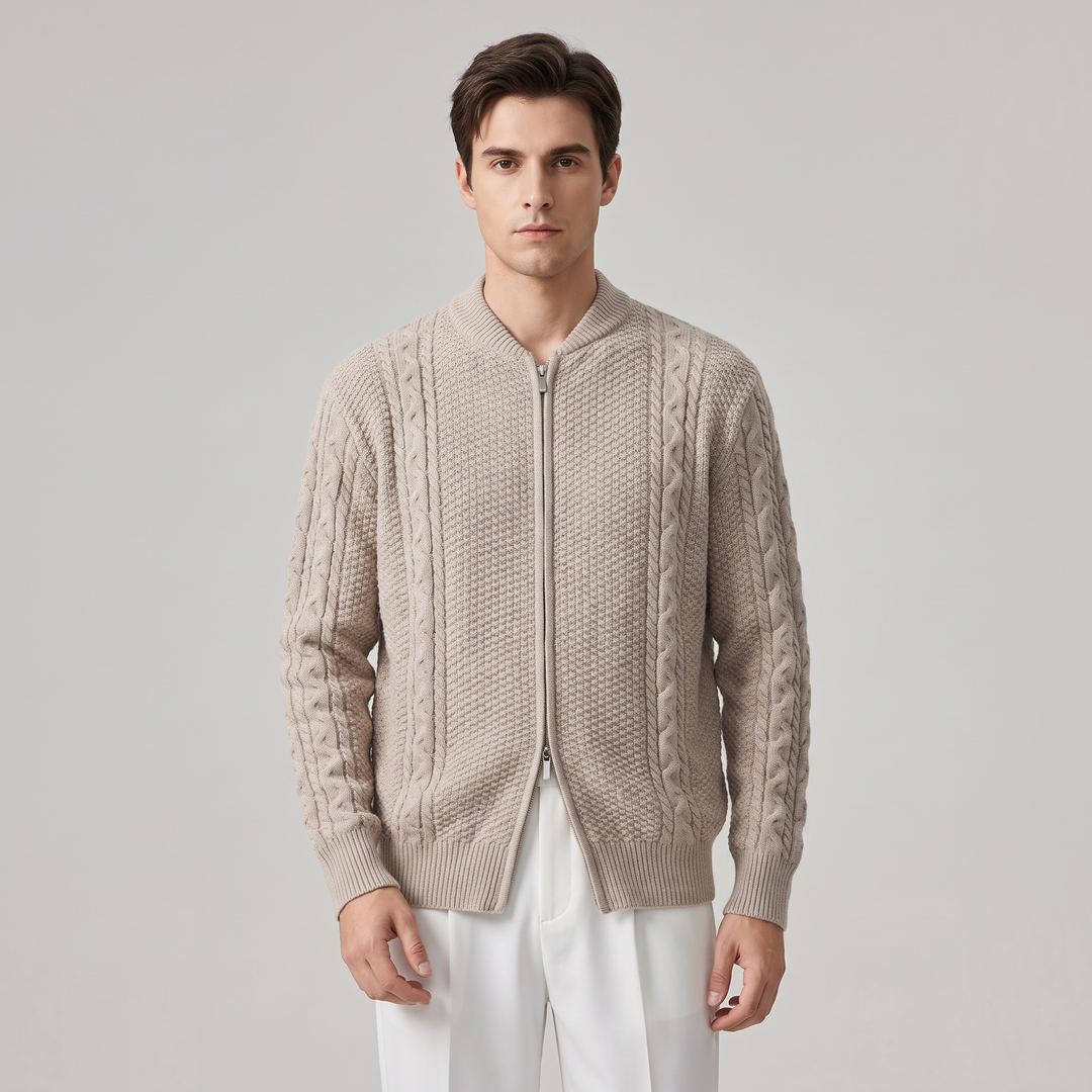 Cardigan Uomo con Zip Frontale Vestibilità Ampia