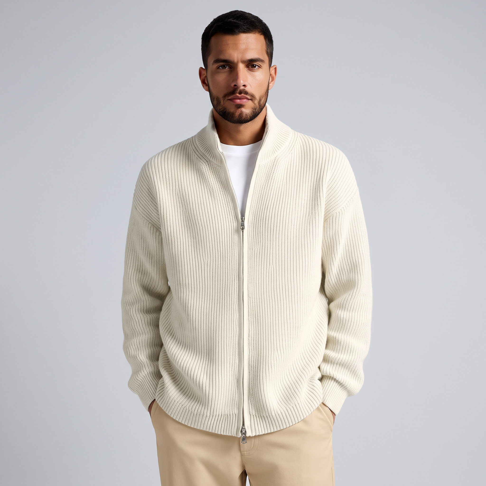 Cardigan Uomo a Maglia Aperto Vestibilità Ampia