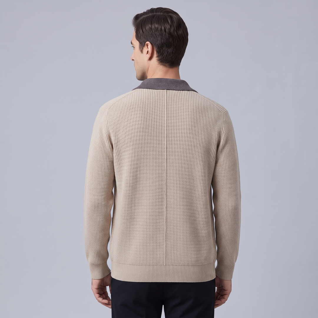 Cardigan Uomo in Maglia Fatto a Mano Bicolore
