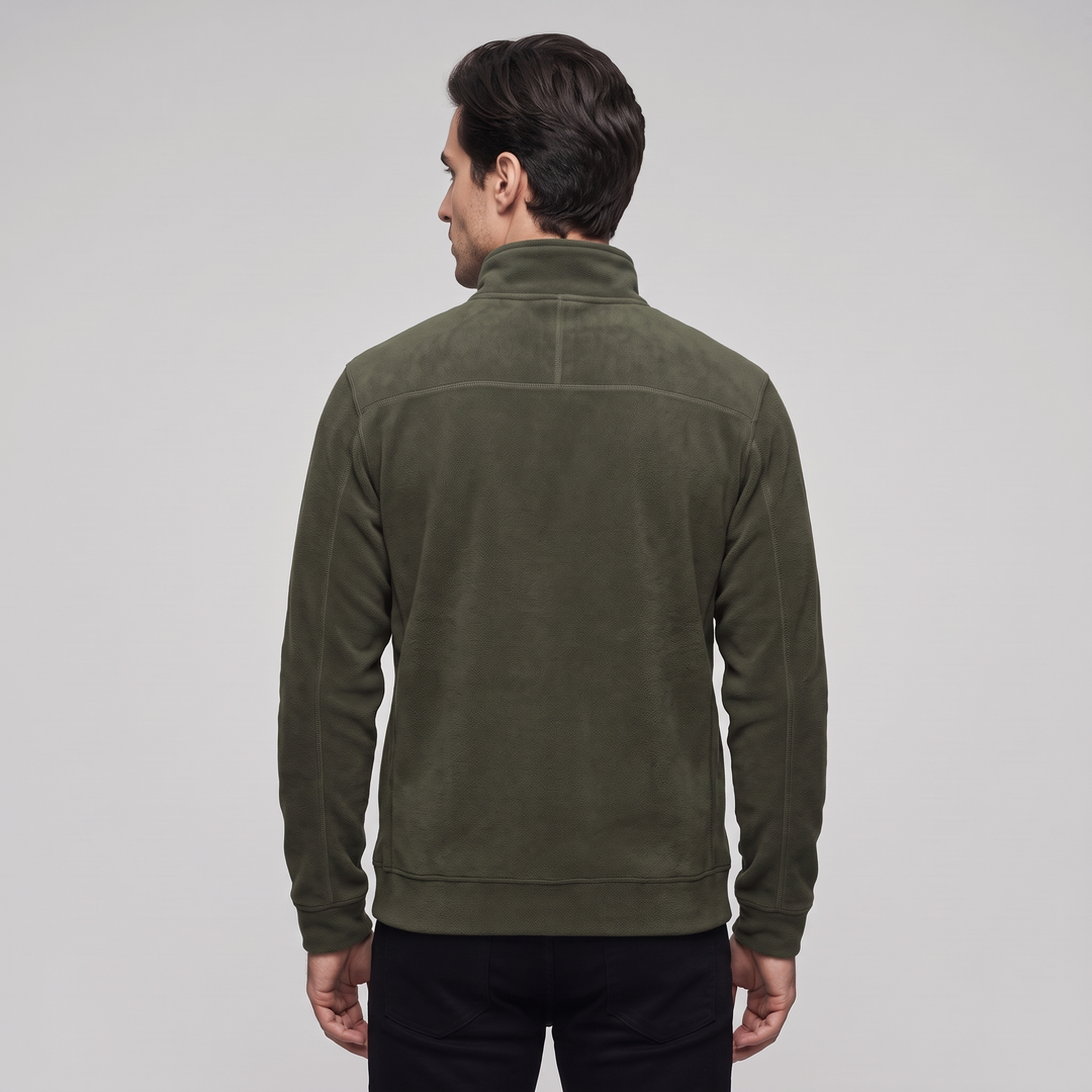 Maglione Fleece Uomo Collo Alto Mezza Zip Tasche Laterali
