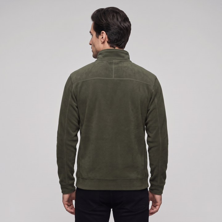 Maglione Fleece Uomo Collo Alto Mezza Zip Tasche Laterali