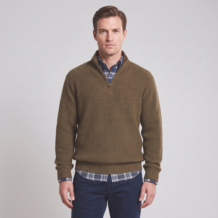 Maglione Uomo con Zip e Collo Alto Vestibilità Comoda