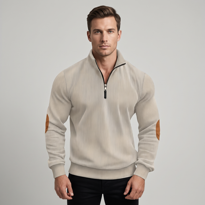 Maglione Uomo Pullover con Polsini a Coste Vestibilità Regolare