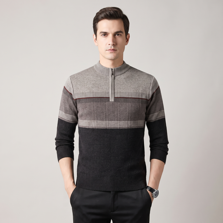 Maglione Uomo Girocollo con Zip e Vestibilità Ampia