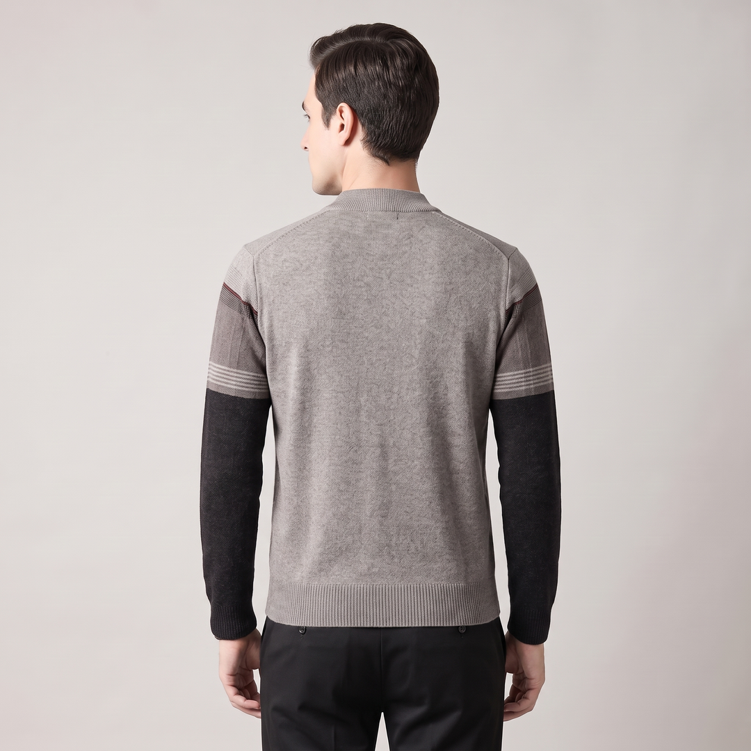 Maglione Uomo Girocollo con Zip e Vestibilità Ampia