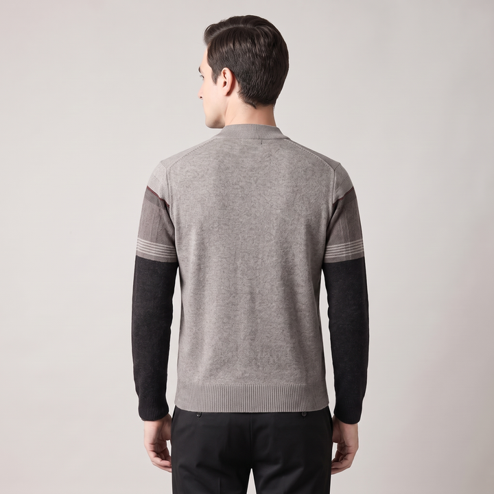 Maglione Uomo Girocollo con Zip e Vestibilità Ampia