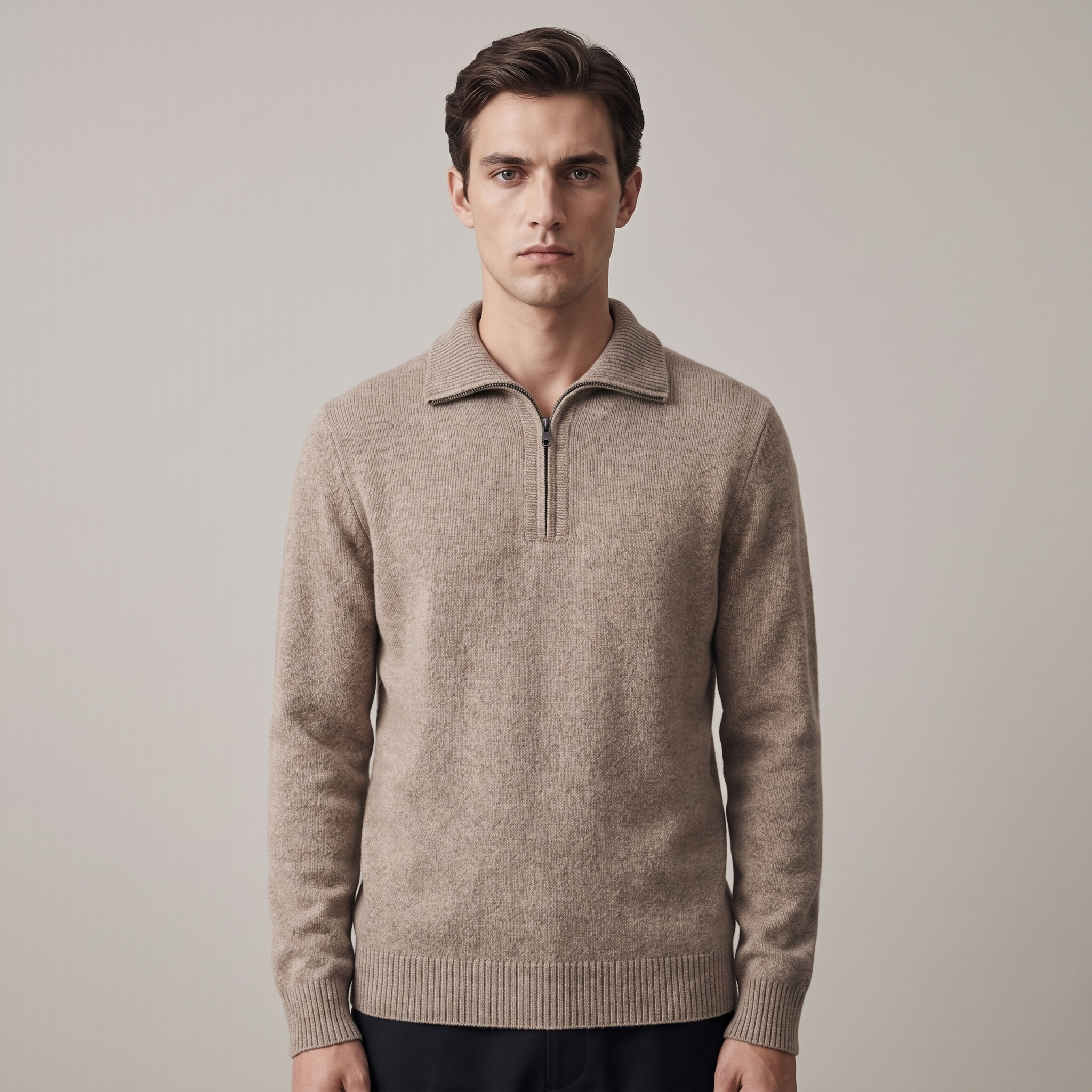 Maglione Uomo Quarter Zip Colletto Alto