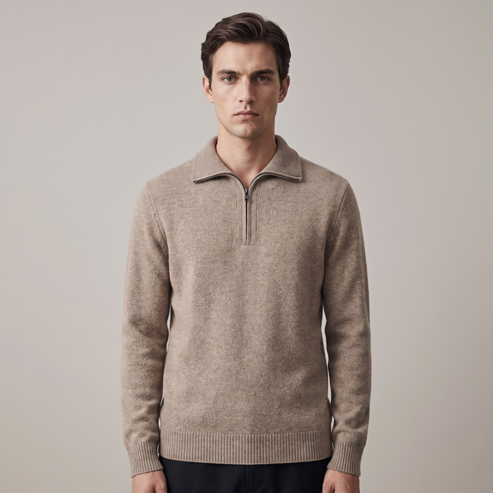 Maglione Uomo Quarter Zip Colletto Alto