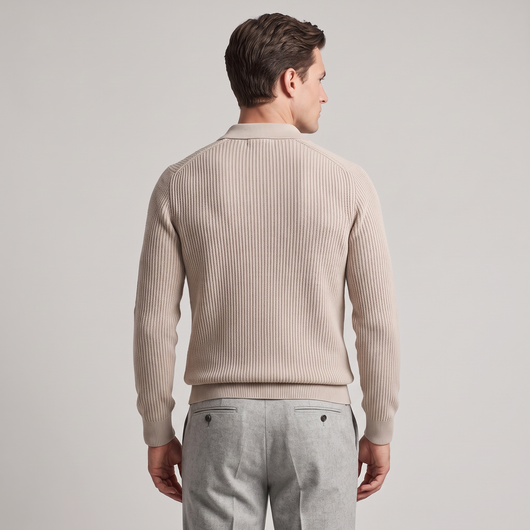 Maglione Uomo a Maglia con Colletto e Texture Jacquard