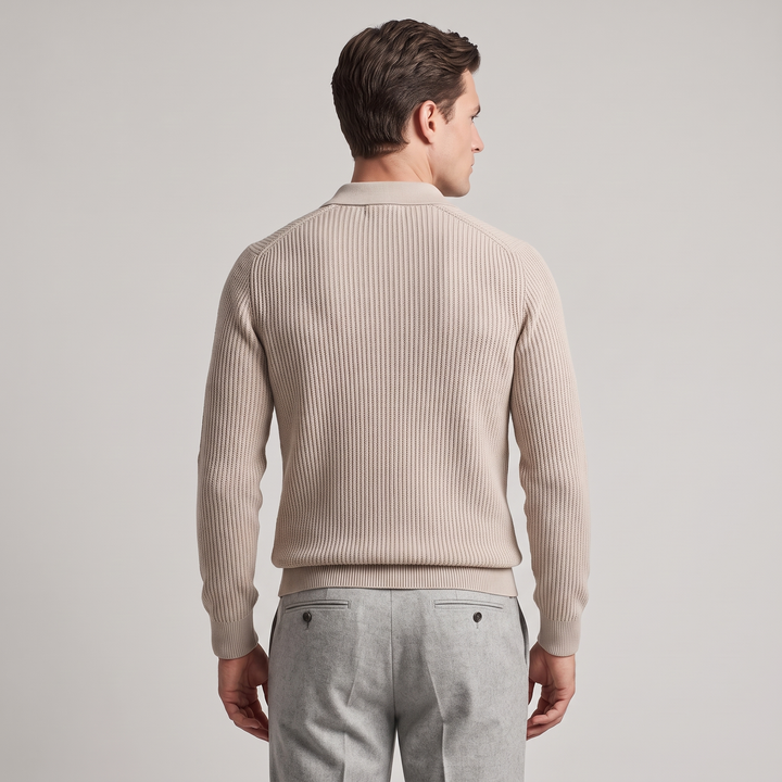 Maglione Uomo a Maglia con Colletto e Texture Jacquard