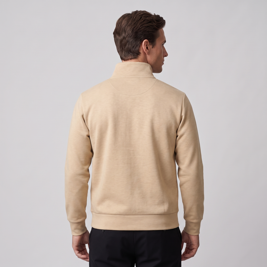 Maglione Uomo a Maglia con Mezza Zip e Polsini a Costine