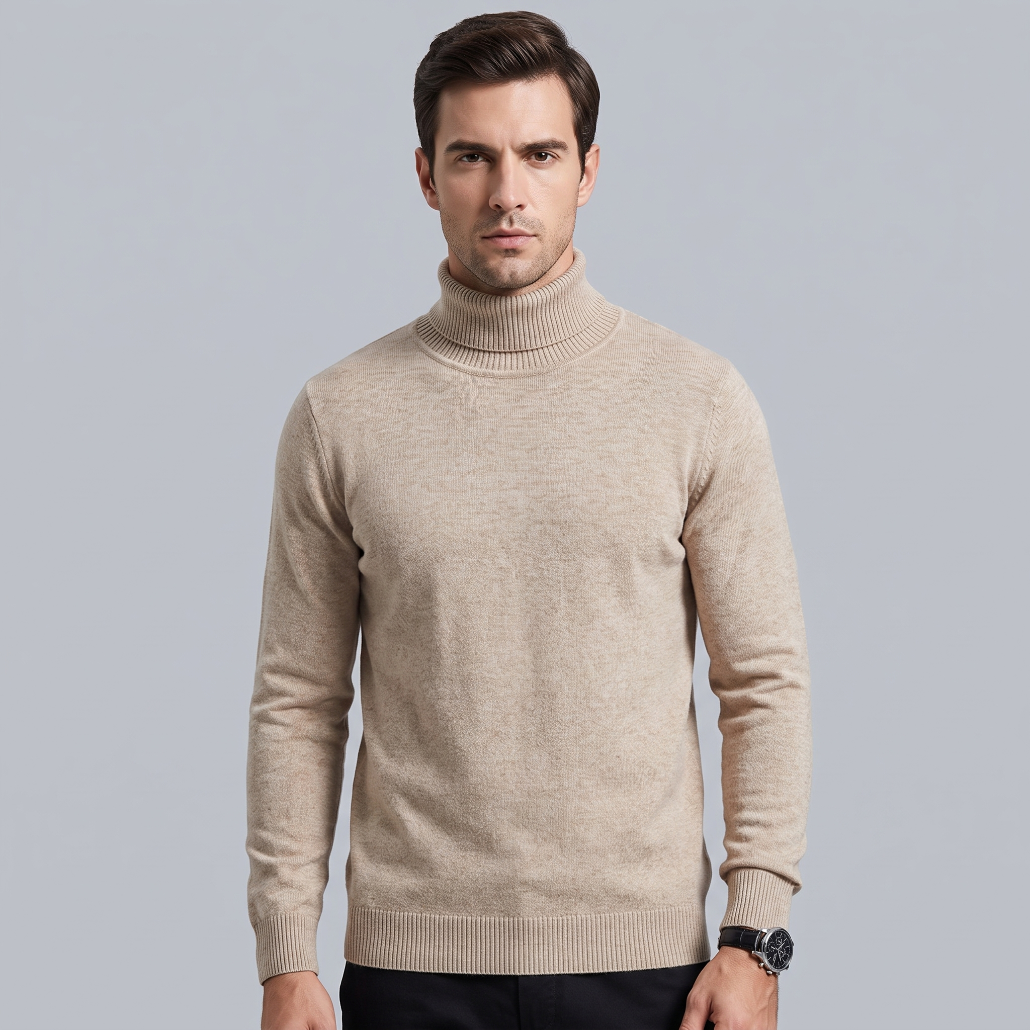 Maglione Dolcevita Invernale Morbido con Dettagli Sartoriali