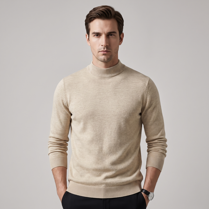 Maglione Uomo Mezza Dolcevita Slim Fit Manica Lunga