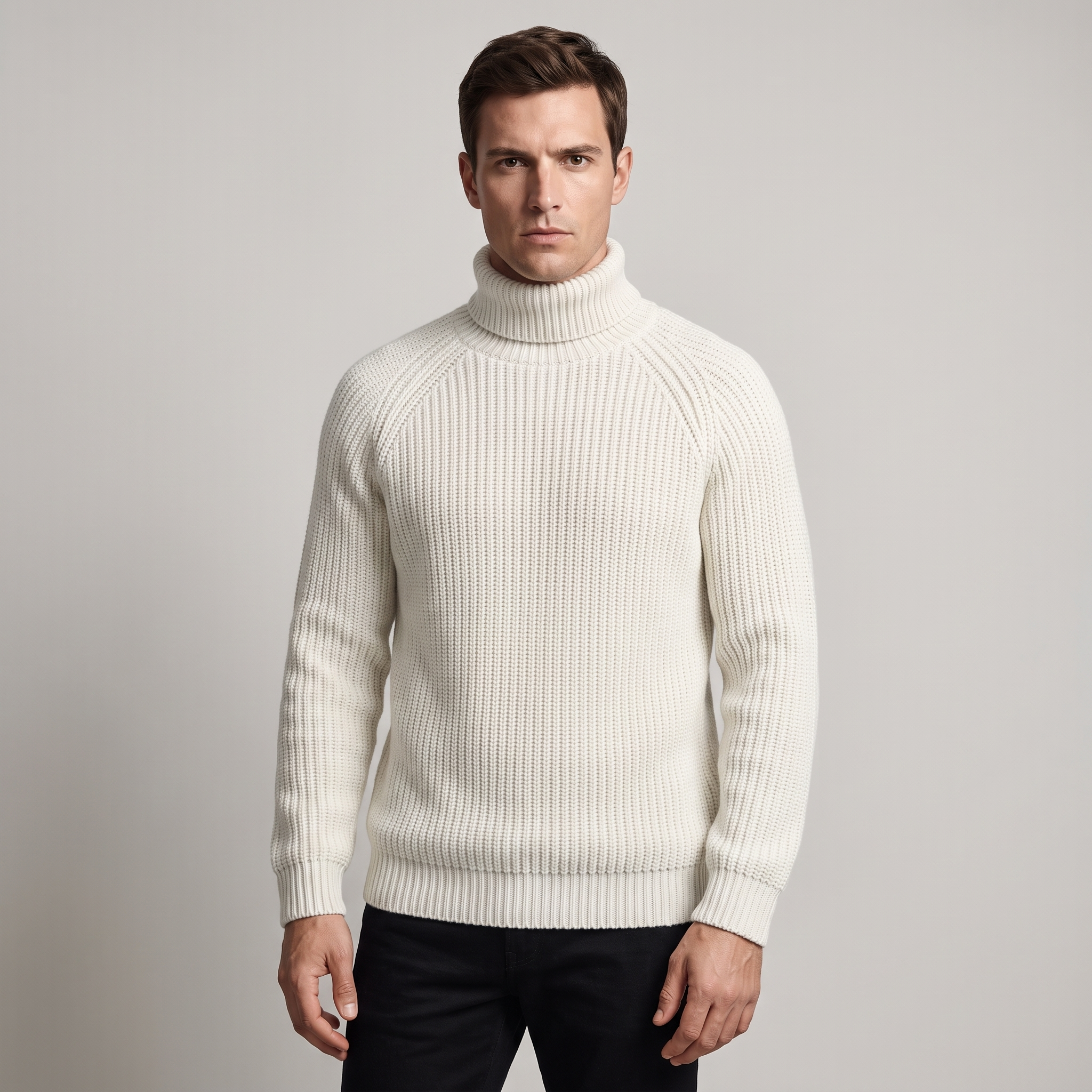 Maglione Dolcevita Uomo a Trecce Vestibilità Relaxed