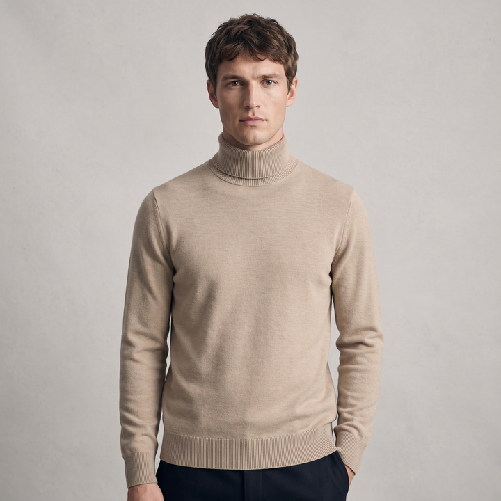 Maglione Dolcevita Uomo Slim Fit Girocollo Morbido