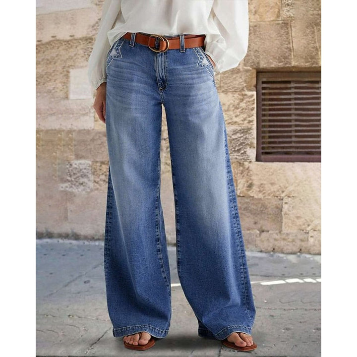 Baggy Jeans Donna Gamba Ampia Vita Media