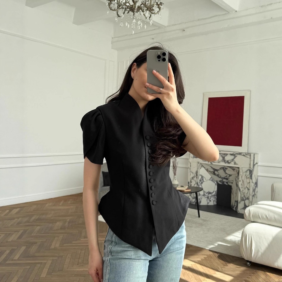 T shirt lussuosa donna blusa nera