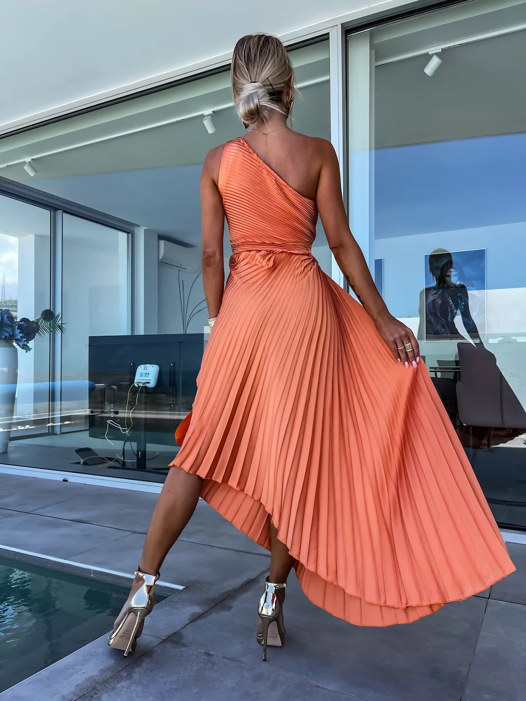 Elegante Abito Midi Audrine Donna Moderno e Raffinato