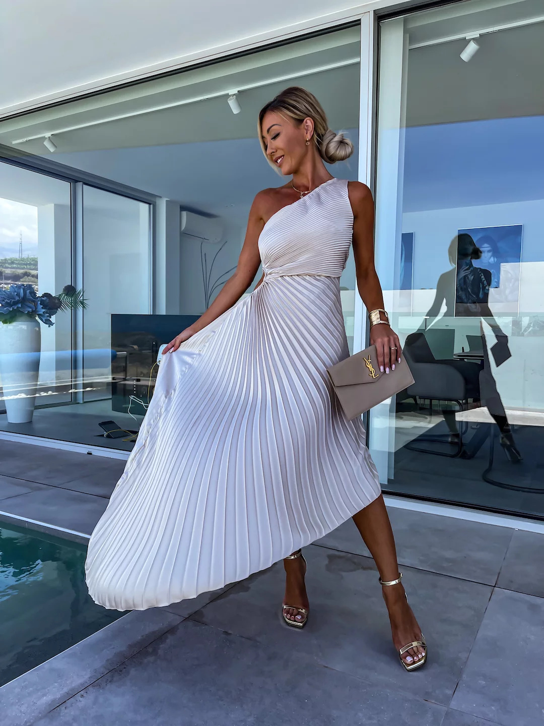 Elegante Abito Midi Audrine Donna Moderno e Raffinato