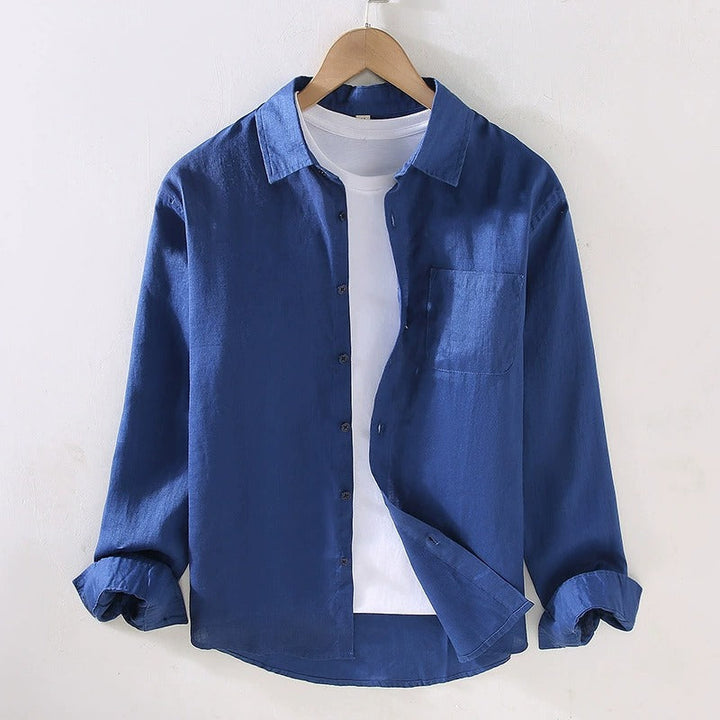 Camicia in Lino Uomo 100% Lino Manica Lunga Taglio Regolare
