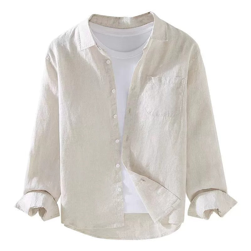 Camicia in Lino Uomo 100% Lino Manica Lunga Taglio Regolare