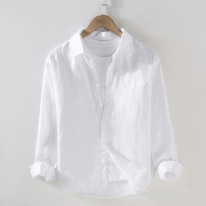 Camicia in Lino Uomo 100% Lino Manica Lunga Taglio Regolare