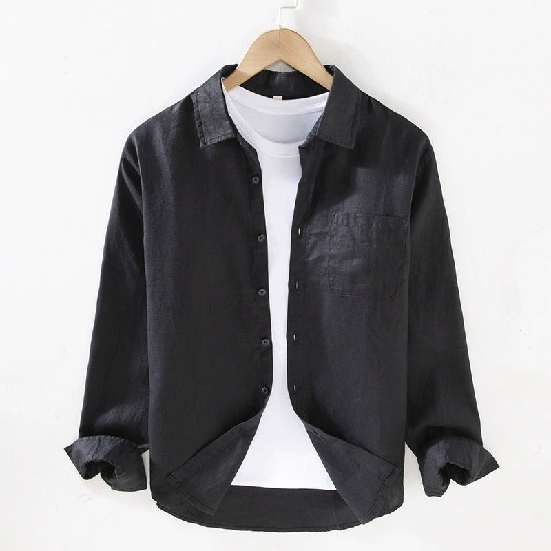 Camicia in Lino Uomo 100% Lino Manica Lunga Taglio Regolare