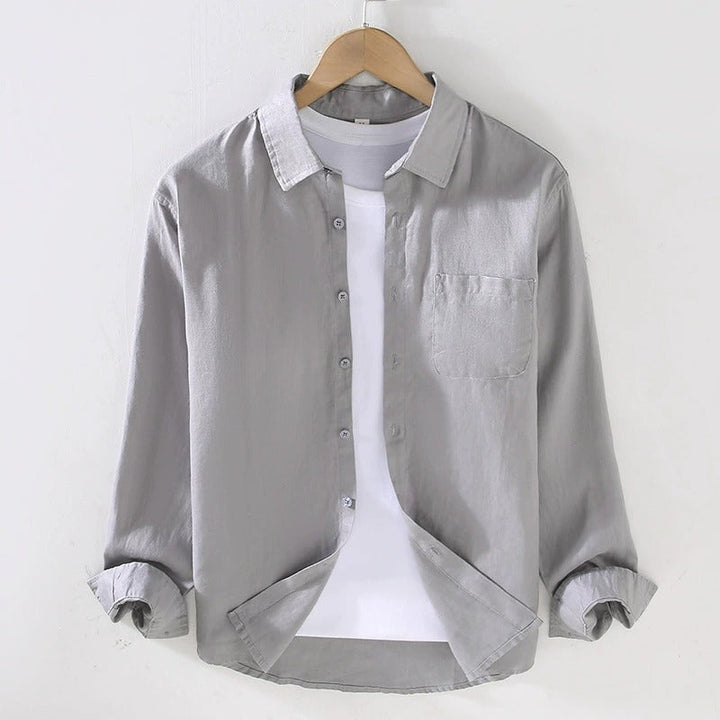 Camicia in Lino Uomo 100% Lino Manica Lunga Taglio Regolare