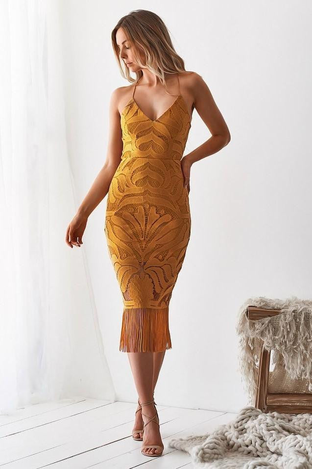 Vestito Cerimonia Pizzo Frange Romantico